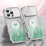 เคสโทรศัพท์ TPU ประกอบกรอบลายคลื่นดาวเพชรเคลือบไฟฟ้าพร้อมกลิตเตอร์หัวใจแม่เหล็ก สำหรับ iPhone 17 Pro Max, สำหรับ iPhone 17 Pro, สำหรับ iPhone 17, สำหรับ iPhone 16 Pro Max, สำหรับ iPhone 16 Pro, สำหรับ iPhone 16