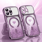 เคสโทรศัพท์ TPU ประกอบกรอบลายคลื่นดาวเพชรเคลือบไฟฟ้าพร้อมกลิตเตอร์หัวใจแม่เหล็ก สำหรับ iPhone 17 Pro Max, สำหรับ iPhone 17 Pro, สำหรับ iPhone 17, สำหรับ iPhone 16 Pro Max, สำหรับ iPhone 16 Pro, สำหรับ iPhone 16