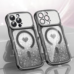 เคสโทรศัพท์ TPU ประกอบกรอบลายคลื่นดาวเพชรเคลือบไฟฟ้าพร้อมกลิตเตอร์หัวใจแม่เหล็ก สำหรับ iPhone 17 Pro Max, สำหรับ iPhone 17 Pro, สำหรับ iPhone 17, สำหรับ iPhone 16 Pro Max, สำหรับ iPhone 16 Pro, สำหรับ iPhone 16