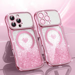 เคสโทรศัพท์ TPU ประกอบกรอบลายคลื่นดาวเพชรเคลือบไฟฟ้าพร้อมกลิตเตอร์หัวใจแม่เหล็ก สำหรับ iPhone 17 Pro Max, สำหรับ iPhone 17 Pro, สำหรับ iPhone 17, สำหรับ iPhone 16 Pro Max, สำหรับ iPhone 16 Pro, สำหรับ iPhone 16