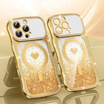 เคสโทรศัพท์ TPU ประกอบกรอบลายคลื่นดาวเพชรเคลือบไฟฟ้าพร้อมกลิตเตอร์หัวใจแม่เหล็ก สำหรับ iPhone 17 Pro Max, สำหรับ iPhone 17 Pro, สำหรับ iPhone 17, สำหรับ iPhone 16 Pro Max, สำหรับ iPhone 16 Pro, สำหรับ iPhone 16