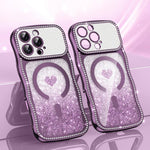 เคสโทรศัพท์ TPU ประกอบกรอบลายคลื่นดาวเพชรเคลือบไฟฟ้าพร้อมกลิตเตอร์หัวใจแม่เหล็ก สำหรับ iPhone 17 Pro Max, สำหรับ iPhone 17 Pro, สำหรับ iPhone 17, สำหรับ iPhone 16 Pro Max, สำหรับ iPhone 16 Pro, สำหรับ iPhone 16