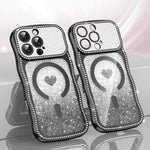 เคสโทรศัพท์ TPU ประกอบกรอบลายคลื่นดาวเพชรเคลือบไฟฟ้าพร้อมกลิตเตอร์หัวใจแม่เหล็ก สำหรับ iPhone 17 Pro Max, สำหรับ iPhone 17 Pro, สำหรับ iPhone 17, สำหรับ iPhone 16 Pro Max, สำหรับ iPhone 16 Pro, สำหรับ iPhone 16