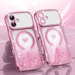เคสโทรศัพท์ TPU ประกอบกรอบลายคลื่นดาวเพชรเคลือบไฟฟ้าพร้อมกลิตเตอร์หัวใจแม่เหล็ก สำหรับ iPhone 17 Pro Max, สำหรับ iPhone 17 Pro, สำหรับ iPhone 17, สำหรับ iPhone 16 Pro Max, สำหรับ iPhone 16 Pro, สำหรับ iPhone 16