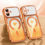 เคสโทรศัพท์ TPU ประกอบกรอบลายคลื่นดาวเพชรเคลือบไฟฟ้าพร้อมกลิตเตอร์หัวใจแม่เหล็ก สำหรับ iPhone 17 Pro Max, สำหรับ iPhone 17 Pro, สำหรับ iPhone 17, สำหรับ iPhone 16 Pro Max, สำหรับ iPhone 16 Pro, สำหรับ iPhone 16