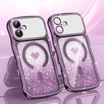 เคสโทรศัพท์ TPU ประกอบกรอบลายคลื่นดาวเพชรเคลือบไฟฟ้าพร้อมกลิตเตอร์หัวใจแม่เหล็ก สำหรับ iPhone 17 Pro Max, สำหรับ iPhone 17 Pro, สำหรับ iPhone 17, สำหรับ iPhone 16 Pro Max, สำหรับ iPhone 16 Pro, สำหรับ iPhone 16