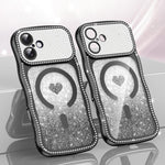 เคสโทรศัพท์ TPU ประกอบกรอบลายคลื่นดาวเพชรเคลือบไฟฟ้าพร้อมกลิตเตอร์หัวใจแม่เหล็ก สำหรับ iPhone 17 Pro Max, สำหรับ iPhone 17 Pro, สำหรับ iPhone 17, สำหรับ iPhone 16 Pro Max, สำหรับ iPhone 16 Pro, สำหรับ iPhone 16