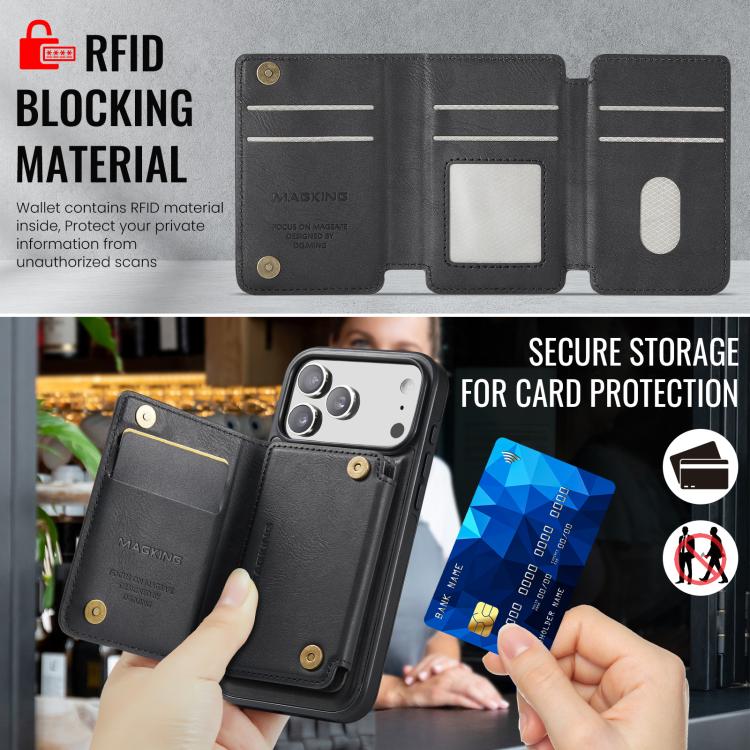 กระเป๋าใส่บัตร MAGKING K3 Series MagSafe RFID K3 Pro ถอดได้ สำหรับ iPhone 17 Pro Max, สำหรับ iPhone 17 Pro, สำหรับ iPhone Air