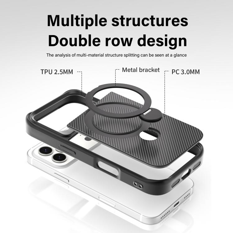 เคสโทรศัพท์ที่ถือ MagSafe 360 ลายคาร์บอนไฟเบอร์ สำหรับ iPhone 17 Pro Max