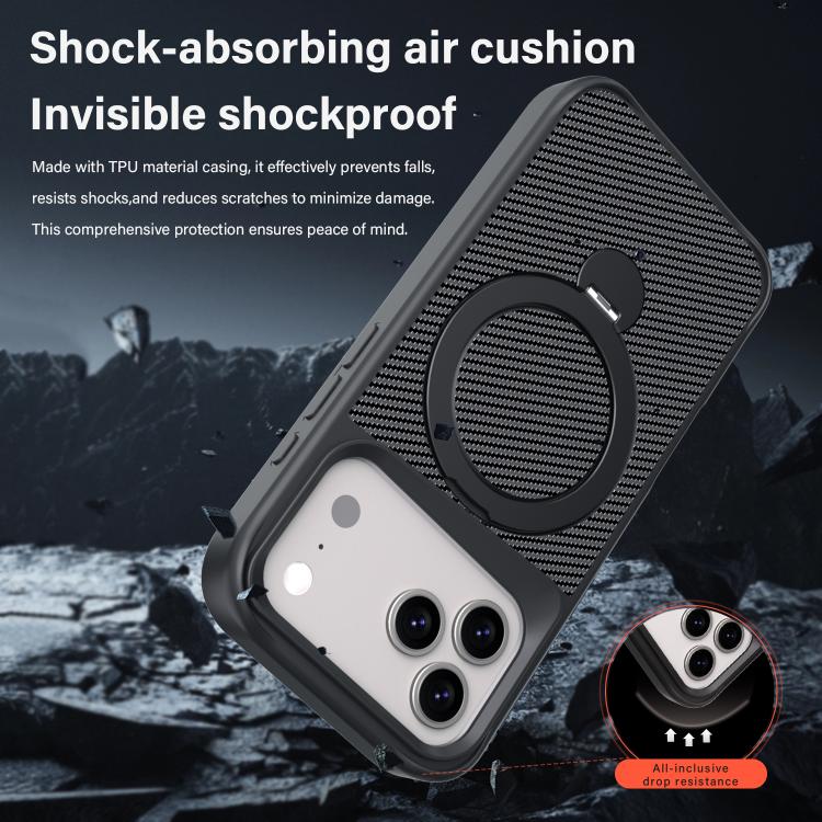 เคสโทรศัพท์ที่ถือ MagSafe 360 ลายคาร์บอนไฟเบอร์ สำหรับ iPhone 17 Pro Max