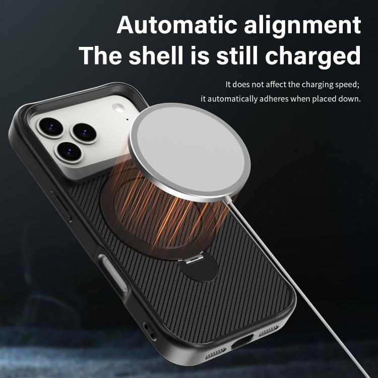 เคสโทรศัพท์ที่ถือ MagSafe 360 ลายคาร์บอนไฟเบอร์ สำหรับ iPhone 17 Pro Max