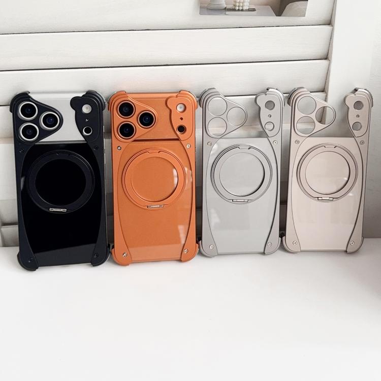 เคสโทรศัพท์แม่เหล็กที่ถือหมุนได้ 360 องศาไร้กรอบโลหะสีต้นฉบับ Weasel สำหรับ iPhone 17 Pro Max, สำหรับ iPhone 17 Pro