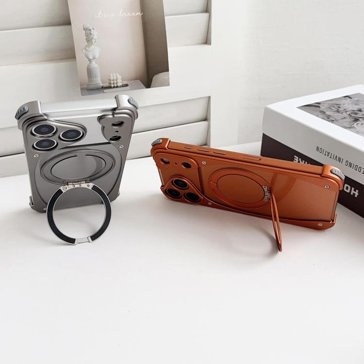 เคสโทรศัพท์แม่เหล็กที่ถือหมุนได้ 360 องศาไร้กรอบโลหะสีต้นฉบับ Weasel สำหรับ iPhone 17 Pro Max, สำหรับ iPhone 17 Pro