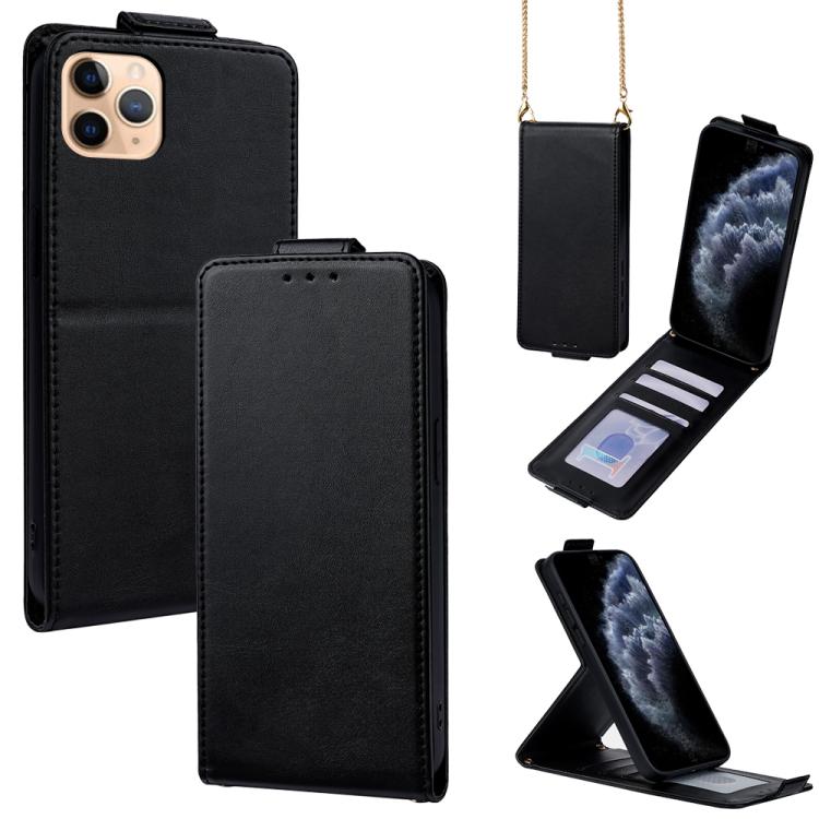 เคสโทรศัพท์หนังวีแกนสีพื้นแบบปกพลิกแนวตั้งพร้อมสายสะพายข้าง สำหรับ iPhone 11 Pro Max, สำหรับ iPhone 11, สำหรับ iPhone 11 Pro