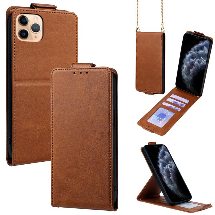 เคสโทรศัพท์หนังวีแกนสีพื้นแบบปกพลิกแนวตั้งพร้อมสายสะพายข้าง สำหรับ iPhone 11 Pro Max, สำหรับ iPhone 11, สำหรับ iPhone 11 Pro