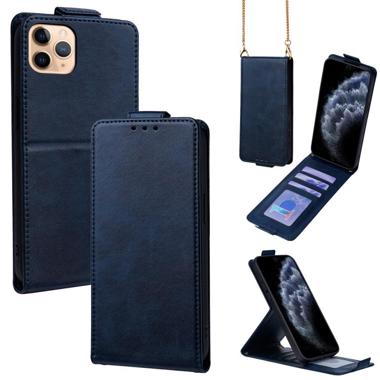 เคสโทรศัพท์หนังวีแกนสีพื้นแบบปกพลิกแนวตั้งพร้อมสายสะพายข้าง สำหรับ iPhone 11 Pro Max, สำหรับ iPhone 11, สำหรับ iPhone 11 Pro