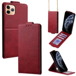 เคสโทรศัพท์หนังวีแกนสีพื้นแบบปกพลิกแนวตั้งพร้อมสายสะพายข้าง สำหรับ iPhone 11 Pro Max, สำหรับ iPhone 11, สำหรับ iPhone 11 Pro