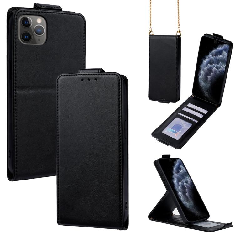 เคสโทรศัพท์หนังวีแกนสีพื้นแบบปกพลิกแนวตั้งพร้อมสายสะพายข้าง สำหรับ iPhone 11 Pro Max, สำหรับ iPhone 11, สำหรับ iPhone 11 Pro