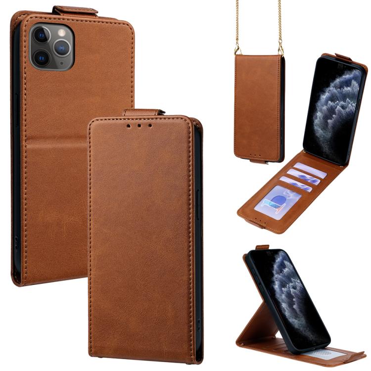 เคสโทรศัพท์หนังวีแกนสีพื้นแบบปกพลิกแนวตั้งพร้อมสายสะพายข้าง สำหรับ iPhone 11 Pro Max, สำหรับ iPhone 11, สำหรับ iPhone 11 Pro
