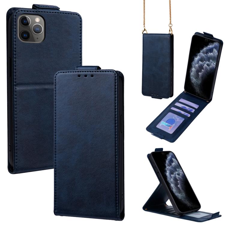 เคสโทรศัพท์หนังวีแกนสีพื้นแบบปกพลิกแนวตั้งพร้อมสายสะพายข้าง สำหรับ iPhone 11 Pro Max, สำหรับ iPhone 11, สำหรับ iPhone 11 Pro