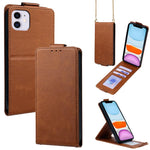 เคสโทรศัพท์หนังวีแกนสีพื้นแบบปกพลิกแนวตั้งพร้อมสายสะพายข้าง สำหรับ iPhone 11 Pro Max, สำหรับ iPhone 11, สำหรับ iPhone 11 Pro