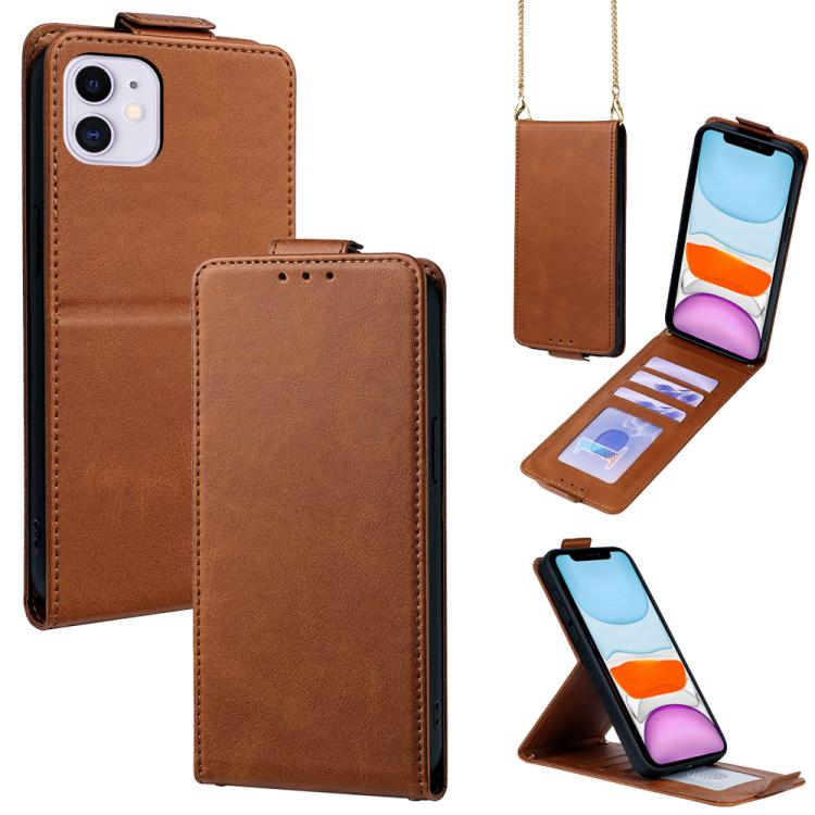 เคสโทรศัพท์หนังวีแกนสีพื้นแบบปกพลิกแนวตั้งพร้อมสายสะพายข้าง สำหรับ iPhone 11 Pro Max, สำหรับ iPhone 11, สำหรับ iPhone 11 Pro