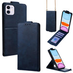 เคสโทรศัพท์หนังวีแกนสีพื้นแบบปกพลิกแนวตั้งพร้อมสายสะพายข้าง สำหรับ iPhone 11 Pro Max, สำหรับ iPhone 11, สำหรับ iPhone 11 Pro