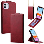 เคสโทรศัพท์หนังวีแกนสีพื้นแบบปกพลิกแนวตั้งพร้อมสายสะพายข้าง สำหรับ iPhone 11 Pro Max, สำหรับ iPhone 11, สำหรับ iPhone 11 Pro