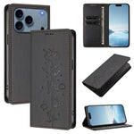 เคสโทรศัพท์หนังวีแกนลายแมวน่ารักปั๊มลายแม่เหล็กและ RFID สำหรับ iPhone 17e / 16e, สำหรับ iPhone 17 Pro Max, สำหรับ iPhone 17 Pro, สำหรับ iPhone 17