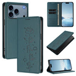 เคสโทรศัพท์หนังวีแกนลายแมวน่ารักปั๊มลายแม่เหล็กและ RFID สำหรับ iPhone 17e / 16e, สำหรับ iPhone 17 Pro Max, สำหรับ iPhone 17 Pro, สำหรับ iPhone 17