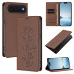 เคสโทรศัพท์หนังวีแกนลายแมวสวยน่ารักพร้อมแม่เหล็ก RFID สำหรับ iPhone Air, สำหรับ iPhone 16 Pro Max, สำหรับ iPhone 16 Pro, สำหรับ iPhone 16 Plus