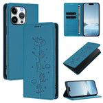 เคสโทรศัพท์หนังวีแกนลายแมวสวยน่ารักพร้อมแม่เหล็ก RFID สำหรับ iPhone Air, สำหรับ iPhone 16 Pro Max, สำหรับ iPhone 16 Pro, สำหรับ iPhone 16 Plus