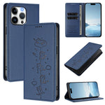 เคสโทรศัพท์หนังวีแกนลายแมวสวยน่ารักพร้อมแม่เหล็ก RFID สำหรับ iPhone Air, สำหรับ iPhone 16 Pro Max, สำหรับ iPhone 16 Pro, สำหรับ iPhone 16 Plus