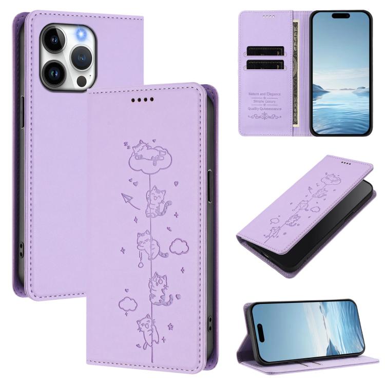 เคสโทรศัพท์หนังวีแกนลายแมวสวยน่ารักพร้อมแม่เหล็ก RFID สำหรับ iPhone Air, สำหรับ iPhone 16 Pro Max, สำหรับ iPhone 16 Pro, สำหรับ iPhone 16 Plus