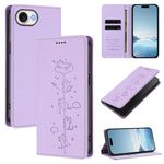 เคสโทรศัพท์หนังวีแกนลายแมวน่ารักปั๊มลายแม่เหล็กและ RFID สำหรับ iPhone 17e / 16e, สำหรับ iPhone 17 Pro Max, สำหรับ iPhone 17 Pro, สำหรับ iPhone 17