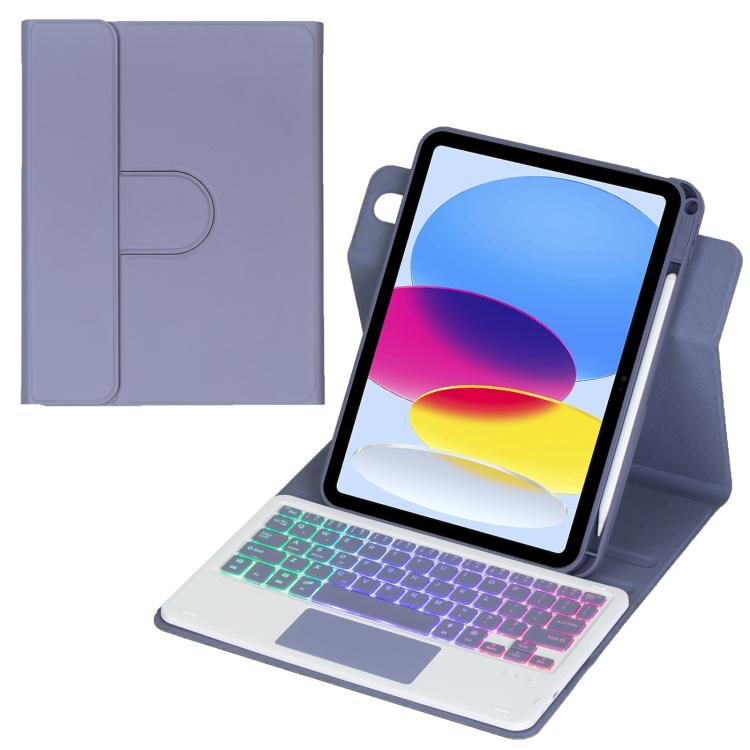 เคสหนังแท็บเล็ตพร้อมคีย์บอร์ดบลูทูธไฟหลังหมุนได้ 360 องศาพร้อมทัชแพด สำหรับ iPad Pro 11 2025 / 2024, สำหรับ iPad 2025 / 2022, สำหรับ iPad Air 11 2025 / iPad Pro 11 2022, สำหรับ iPad 10.2 2021 / 2019 / iPad Air 3