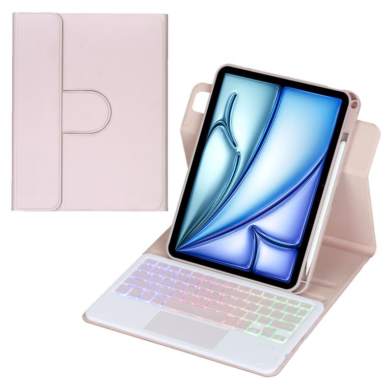 เคสหนังแท็บเล็ตพร้อมคีย์บอร์ดบลูทูธไฟหลังหมุนได้ 360 องศาพร้อมทัชแพด สำหรับ iPad Pro 11 2025 / 2024, สำหรับ iPad 2025 / 2022, สำหรับ iPad Air 11 2025 / iPad Pro 11 2022, สำหรับ iPad 10.2 2021 / 2019 / iPad Air 3