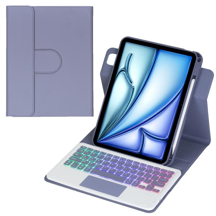 เคสหนังแท็บเล็ตพร้อมคีย์บอร์ดบลูทูธไฟหลังหมุนได้ 360 องศาพร้อมทัชแพด สำหรับ iPad Pro 11 2025 / 2024, สำหรับ iPad 2025 / 2022, สำหรับ iPad Air 11 2025 / iPad Pro 11 2022, สำหรับ iPad 10.2 2021 / 2019 / iPad Air 3