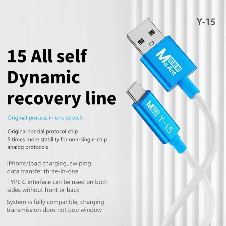 MaAnt Y-15 สายชาร์จ USB เป็น Type-C สำหรับกู้คืนการส่งข้อมูล iPhone / iPad, MaAnt Y-15