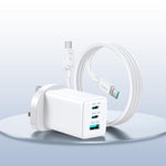 JOYROOM JR-TG10 ที่ชาร์จ GaN 65W แบบสองพอร์ต Type-C และ USB 3 พอร์ต พร้อมสาย Type-C เป็น Type-C, ปลั๊ก EU, ปลั๊ก UK