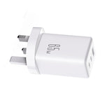 JOYROOM JR-TG10 65W GaN Dual Type-C, USB 3-Port Charger with Type-C to 8 Pin Cable, UK Plug