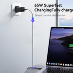 JOYROOM JR-TG10 65W GaN Dual Type-C, USB 3-Port Charger with Type-C to 8 Pin Cable, UK Plug