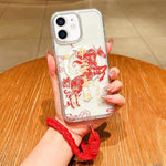 เคสโทรศัพท์อะคริลิกแม่เหล็กลายปีม้า พร้อมสายคล้อง สำหรับ iPhone 13, สำหรับ iPhone 12, สำหรับ iPhone 12 Pro Max, สำหรับ iPhone 12 Pro