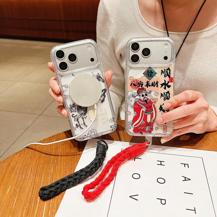 เคสโทรศัพท์อะคริลิกแม่เหล็กลายปีม้า พร้อมสายคล้อง สำหรับ iPhone 13, สำหรับ iPhone 12, สำหรับ iPhone 12 Pro Max, สำหรับ iPhone 12 Pro