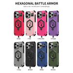เคสโทรศัพท์ Hexagon Armor Magnetic Holder Weighing Scale สำหรับ iPhone 16, สำหรับ iPhone 15 Pro Max, สำหรับ iPhone 15 Pro, สำหรับ iPhone 15 Plus, สำหรับ iPhone 15, สำหรับ iPhone 14 Plus
