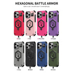 เคสโทรศัพท์ที่วางแม่เหล็กเกราะหกเหลี่ยมน้ำหนัก สำหรับ iPhone 14 / 13, สำหรับ iPhone 14 Pro, สำหรับ iPhone 14 Pro Max, สำหรับ iPhone 13 Pro Max, สำหรับ iPhone 13 Pro, สำหรับ iPhone 12 Pro Max
