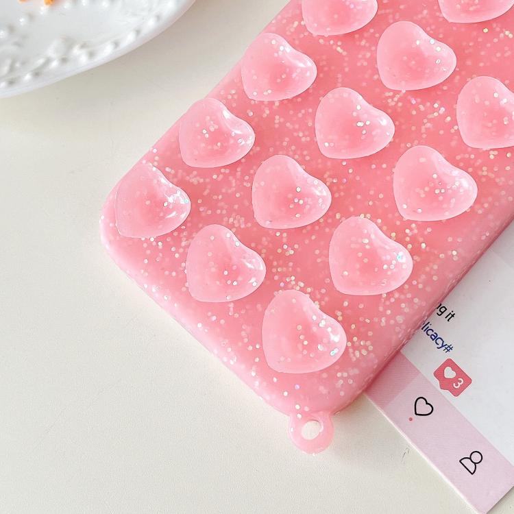 เคสโทรศัพท์กลิตเตอร์ใสถ้วยดูดรูปหัวใจ สำหรับ iPhone 14, สำหรับ iPhone 14 Pro Max, สำหรับ iPhone 13