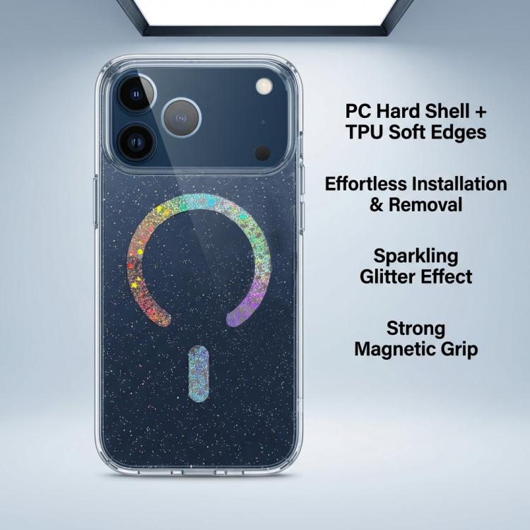 เคสโทรศัพท์ TPU ชุบแม่เหล็กกลิตเตอร์ สำหรับ iPhone 17 Pro Max, สำหรับ iPhone 17 Pro