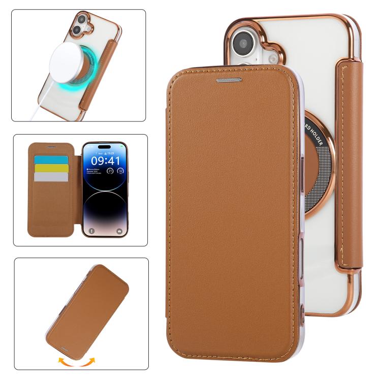 เคสโทรศัพท์หนังวีแกนชุบแม่เหล็กบางพิเศษ สำหรับ iPhone 16 Pro, สำหรับ iPhone 16 Plus, สำหรับ iPhone 16, สำหรับ iPhone 15 Pro Max, สำหรับ iPhone 15 Pro, สำหรับ iPhone 15 Plus / 14 Plus