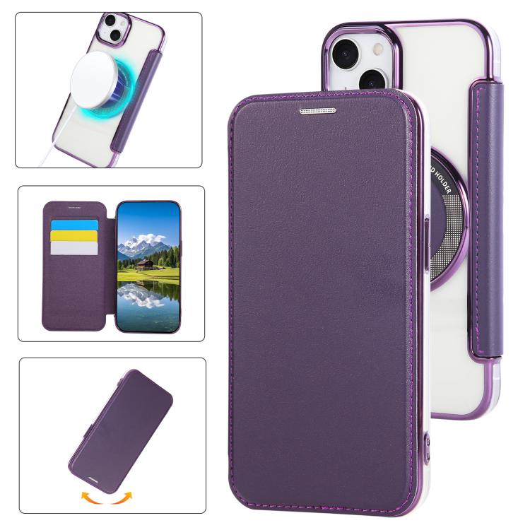 เคสโทรศัพท์หนังวีแกนชุบแม่เหล็กบางพิเศษ สำหรับ iPhone 15, สำหรับ iPhone 14 / 13, สำหรับ iPhone 14 Pro, สำหรับ iPhone 14 Pro Max, สำหรับ iPhone 13 Pro Max, สำหรับ iPhone 13 Pro